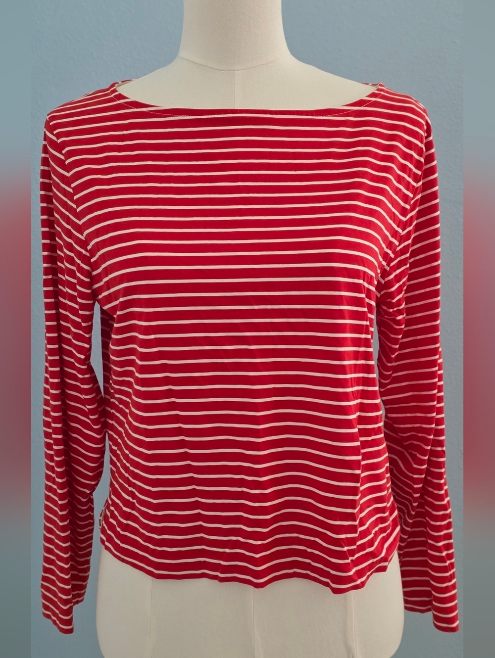 J. Crew Striped Red & White Long-Sleeve Women's Top